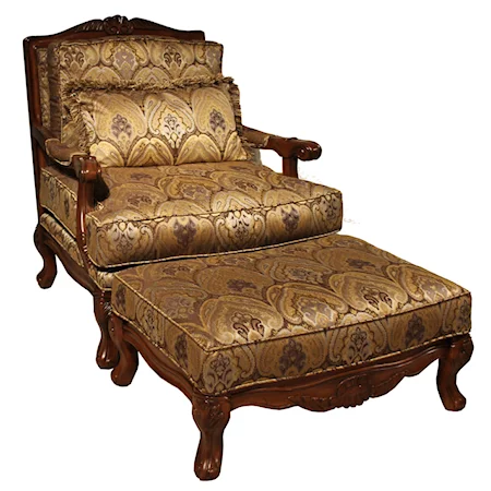Traditional Chair and Ottoman Set with Cabriole Legs